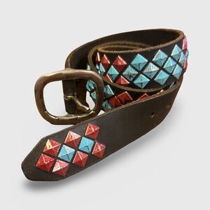 Joe's Jeans Brown Belt with Red and Blue Studs